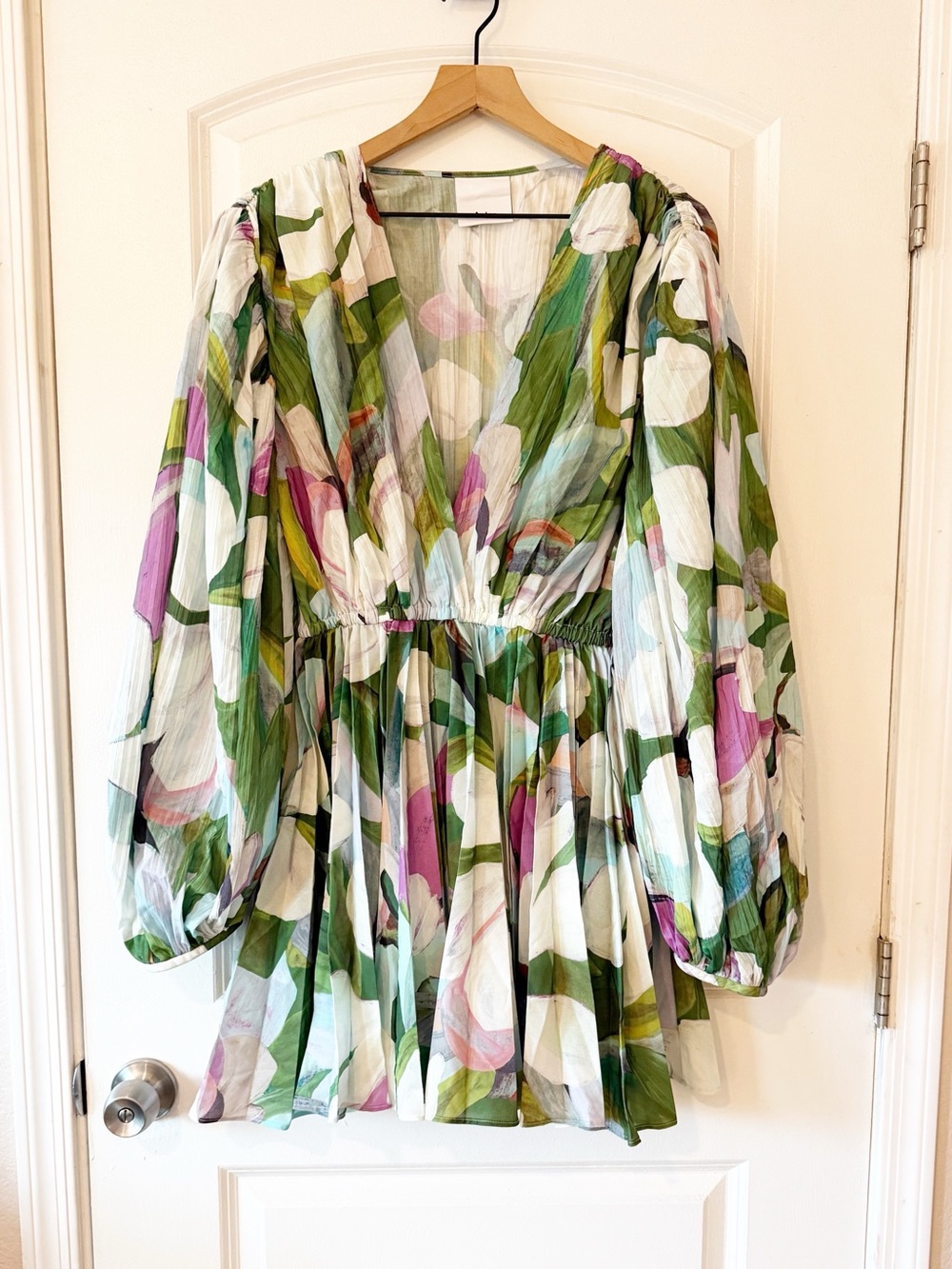 Acler Roade Pleated Floral Mini Dress Cornlily Meadow Sz 8 Maximalism